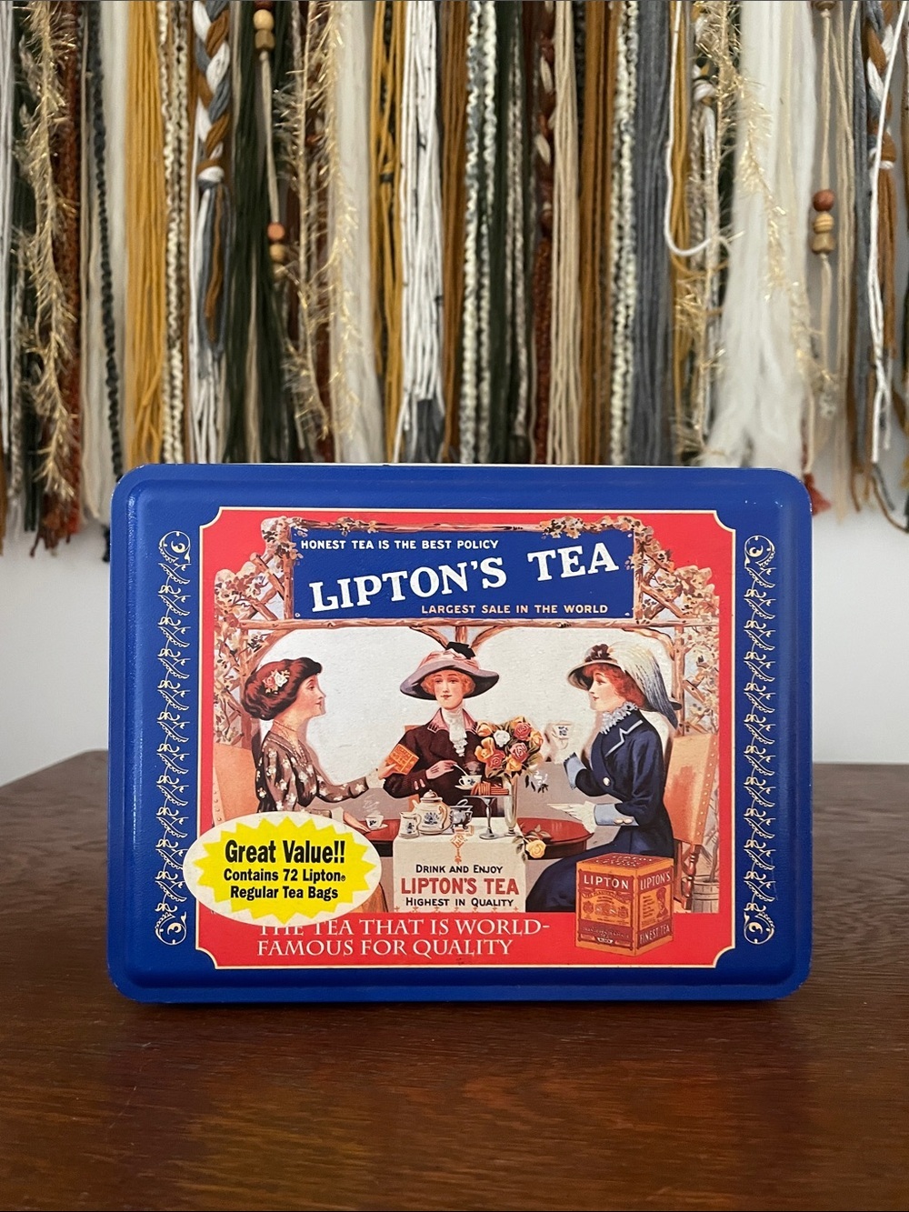 Lipton's Tea Decorative Blue Tin - Vintage Advertising Style